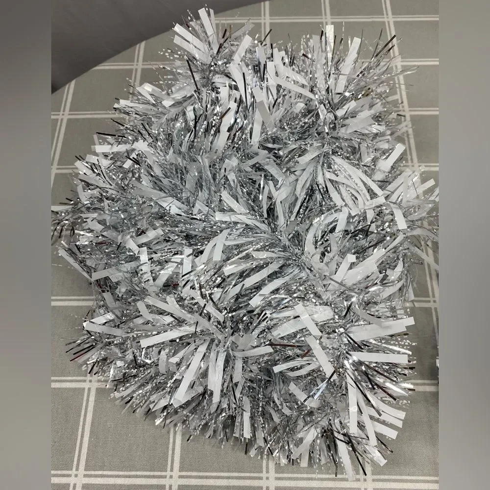 Holiday Garland White Silver Clear Christmas Party Tree Decoration 2) 10' Pcs